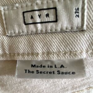 AYR Secret Sauce high waisted wide leg jean - 27 S - cream color.